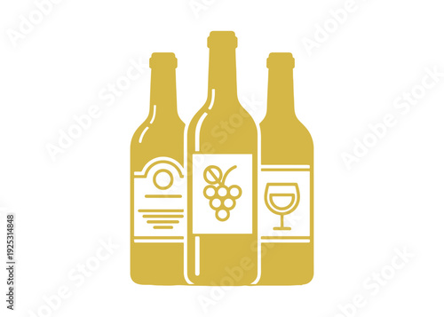 A wine bottle set mockup that includes a label. 3D vector icon. Minimal cartoon style.

