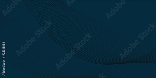 Dark Blue Abstract Curved Line Background, Minimal Geometric Wave Pattern