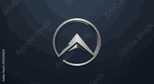 Abstract geometric logo design with metallic elements and dark background
