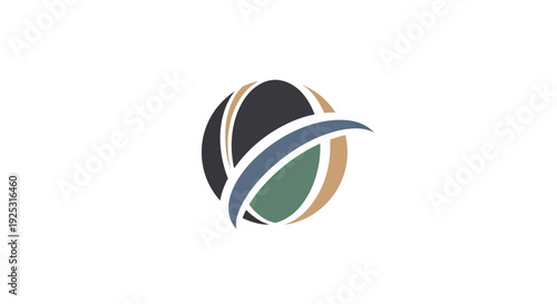 Abstract globe logo with intersecting arcs isolated on white background