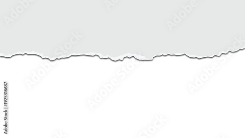 Horizontal torn paper edge ripped squared horizontal white paper strips. Realistic vector design template