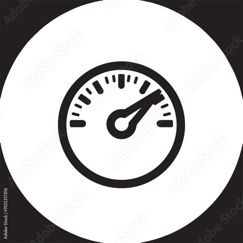 Classic speedometer gauge displaying a moderate speed reading on a black and white background Vector