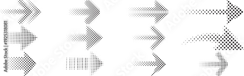 Arrow icon set. Halftone Arrow. Cursor. Black vector arrows icons. Collection different arrows sign. Modern simple arrows. Black arrow pointing to the right 