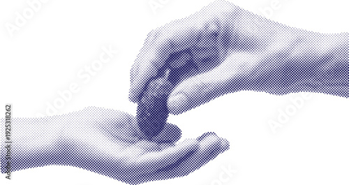 Halftone hand gesture vector illustration concept isolated on white background