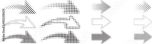 Arrow icon set. Halftone Arrow. Cursor. Black vector arrows icons. Collection different arrows sign. Modern simple arrows. Black arrow pointing to the right 
