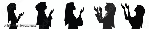 vector silhouette of a Muslim woman gesture praying side view