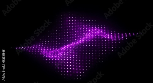 Purple pixelated texas map with neon light effect on black background