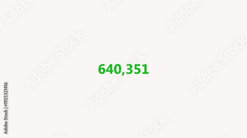 Number counter animation from 0 to 1,000,000 numbers on a transparent background, Animated counting Numbers from zero to one million with alpha channel, Counting number animation in 4K
