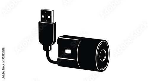A striking black silhouette depicts a usb to hdmi adapter showcasing modern tech connectivity silhouette high quality professional