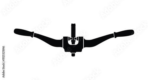 A stark black silhouette of bicycle handlebars and stem viewed directly from the front silhouette high quality professional