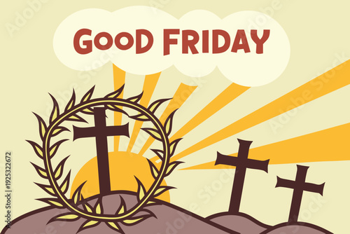 Good friday illustration depicting the crucifixion of jesus christ with symbols of faith and hope