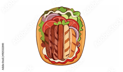Cartoon Shawarma Wrap Vector Food Illustration