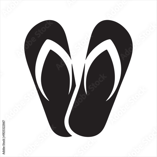 Flip-flops paired  abstract silhouette clip art logo design concept illustration 