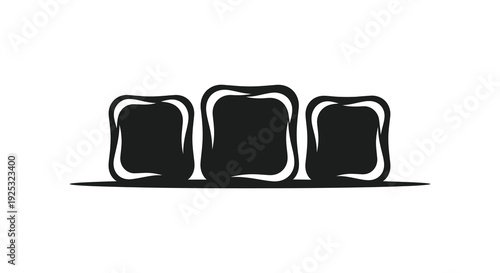 A minimalist arrangement of three dark rectangular forms evoking stones with a distinctive silhouette high quality professional detailed