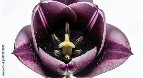 Wallpaper Mural A close-up of a deep purple and glittering tulip with a contrasting yellow stamen Torontodigital.ca