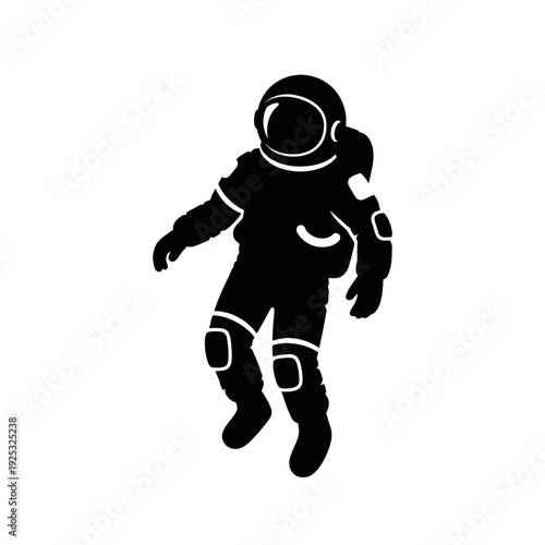 Astronaut in Space Suit Floating Silhouette.