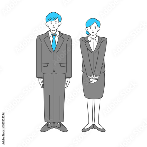 スーツ姿の男女二人組のイラスト素材