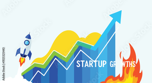 3D business chart with red arrows showing stock market growth and financial progress concept