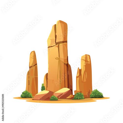 Desert landscape illustration with sandstone rock formations