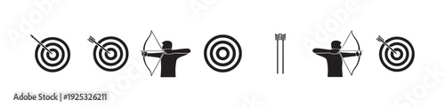 Archery target board and bowman silhouette set for sport competition training and shooting practice