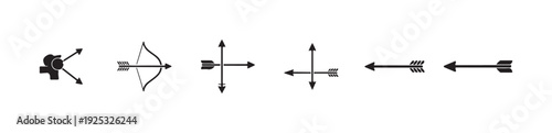Arrows and bow symbols collection for archery navigation or direction indicators vector silhouettes