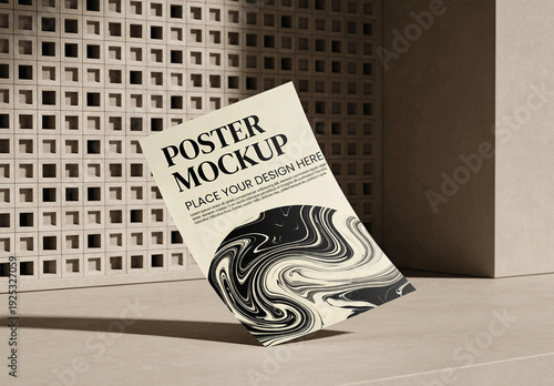 Floating Flyer Curved Paper Sheet Mockup