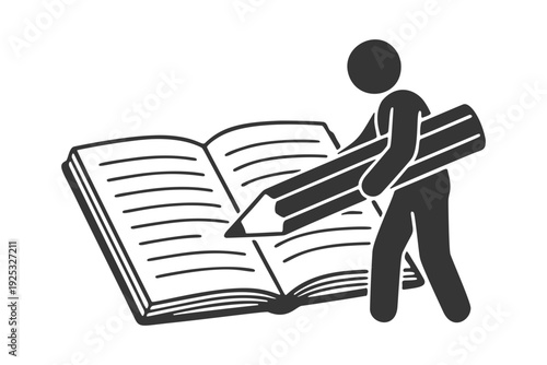 ノートに書き込む人物のシルエットアイコン