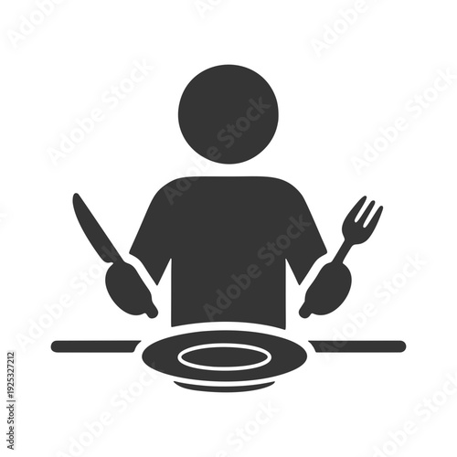 フォークとナイフを持つ人物のシルエットアイコン