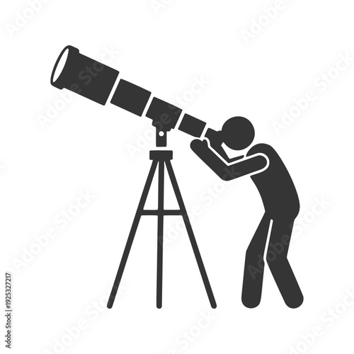 天体望遠鏡を覗く人物のシルエットアイコン