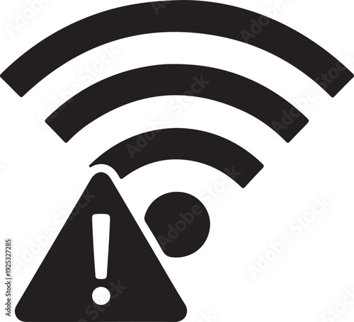 Wifi warning symbol indicating a problem with the internet connection