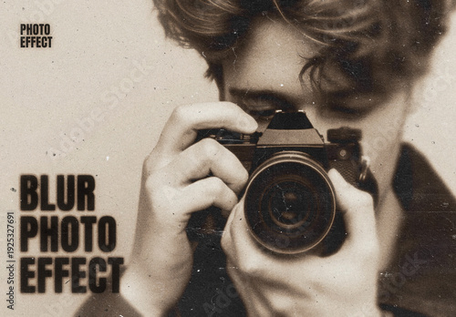Retro Blur Photo Effect Mockup