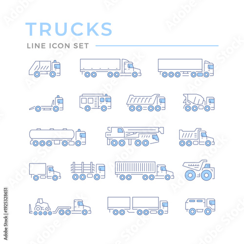 Set color line icons of trucks