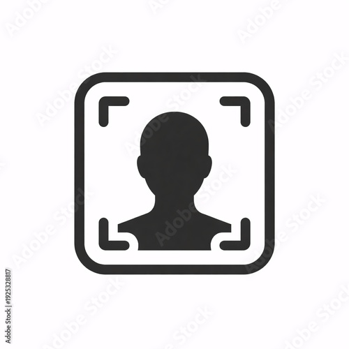 Face Recognition Icon Filled Biometric Access Symbol Isolated on White Background