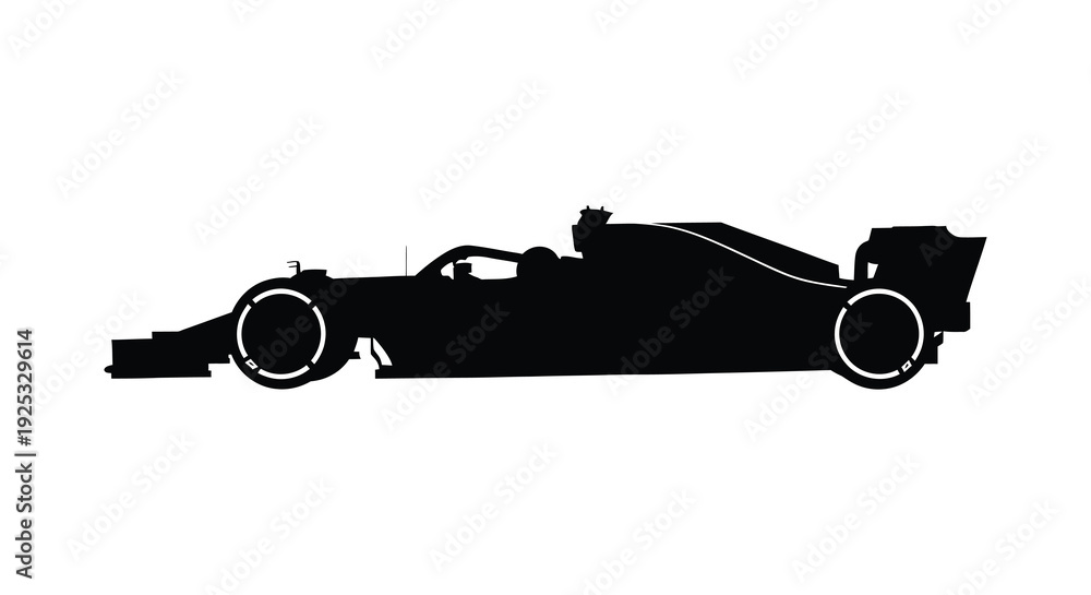 Obraz premium A striking black silhouette of a modern formula one race car showcasing speed and precision silhouette high quality