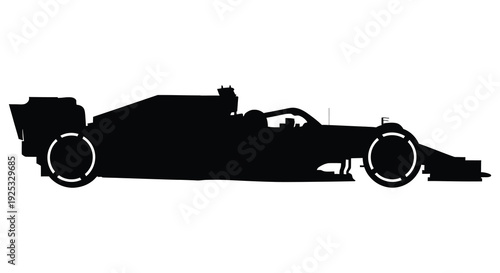 A striking black silhouette of a modern formula one race car showcasing speed and design silhouette high quality