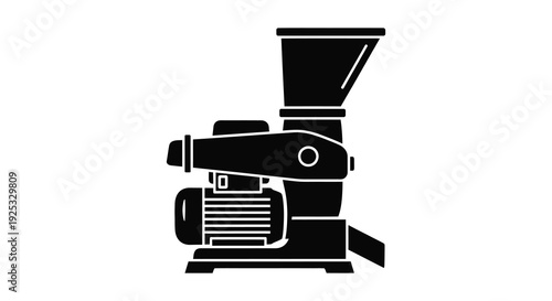 A stark black silhouette depicts a vintage manual coffee grinder highlighting its mechanical design silhouette high quality professional