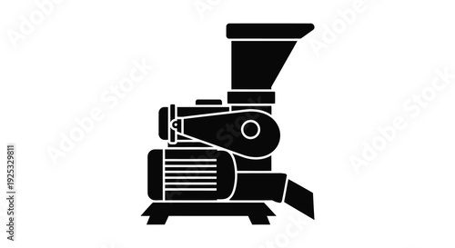 A striking black silhouette depicts a vintage coffee grinder showcasing its mechanical design silhouette high quality professional detailed