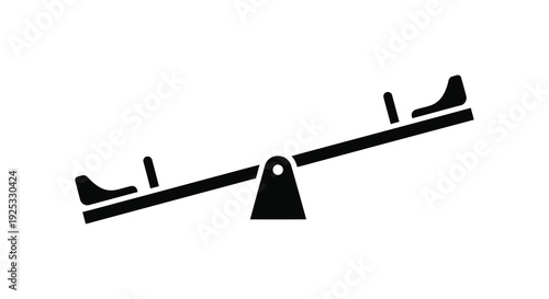 A simple black silhouette depicts a classic seesaw evoking childhood memories and playful recreation silhouette high quality professional