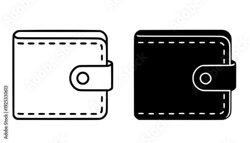 Wallet illustration icon, featuring outline and silhouette design.