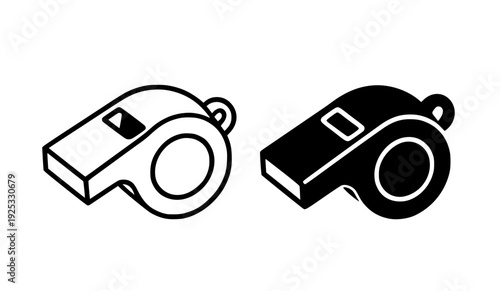 Whistle illustration icon, featuring outline and silhouette design