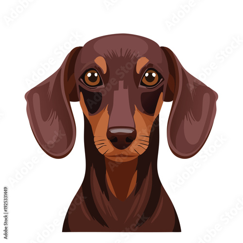 Cartoon portrait of a brown and tan dachshund dog