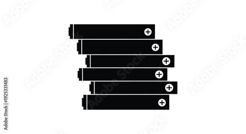 A striking composition of stacked battery icons in black showcasing power and energy a bold silhouette high quality