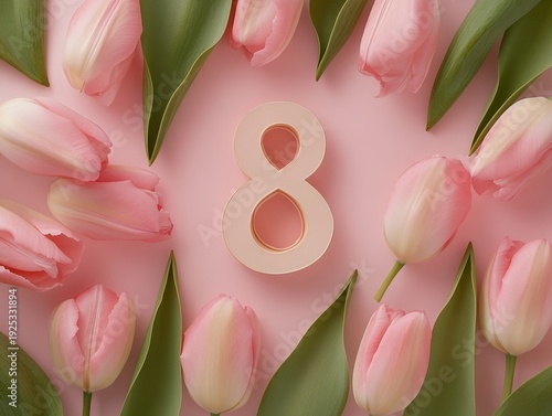 Wallpaper Mural Women's Day symbols on a pink background. Generative AI Torontodigital.ca