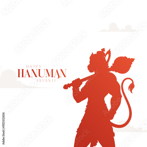 Happy Hanuman Jayanti Hindi Greeting, God Hanuman Background Design. A Hindu festival celebrated of lord hanuman birthday. Translation In English "Happy Hanuman Jayanti"