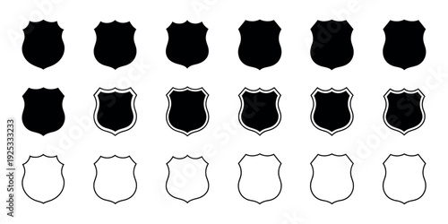 Shield Icon Collection with Security and Police Badge Symbols Vector