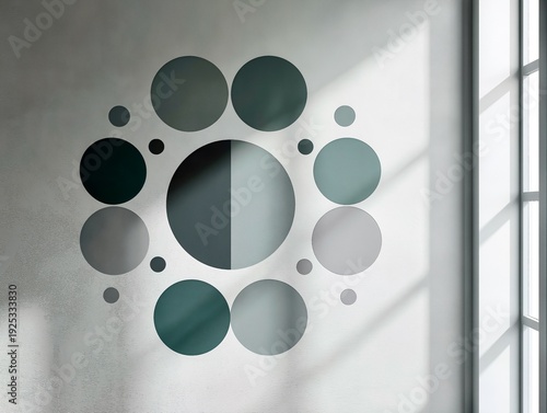 Contemporary circle wall decor in grey and blue tones