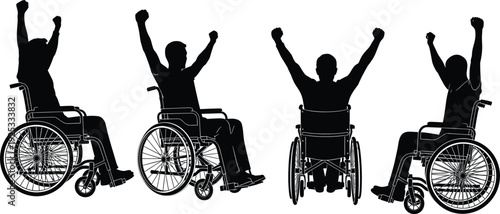 Empowerment, victory, resilience, disabled community,inclusion, support, motivation, inspiration, overcoming challenges, success, perseverance, cad drawing flat vector illustration