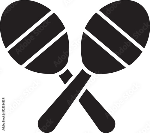 Minimalist Crossed Latin Percussion Maracas Instrument Silhouettes