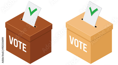 Voting box set, ballot papers, election voting boxes, democracy concept, civic participation, vector