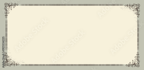 Beige Vintage Background with Swirl and Baroque borders. Template for invitations, banners, cards